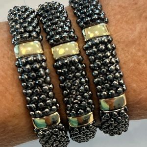 NWTs Bundle of 3 Dark Silver and Goldtone Stretch Bracelets